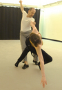 Choreographer Christopher Caines and dancer Leigh Schanfein in rehearsal for ARIAS. Choreographer Christopher Caines and dancer Leigh Schanfein in rehearsal for ARIAS.